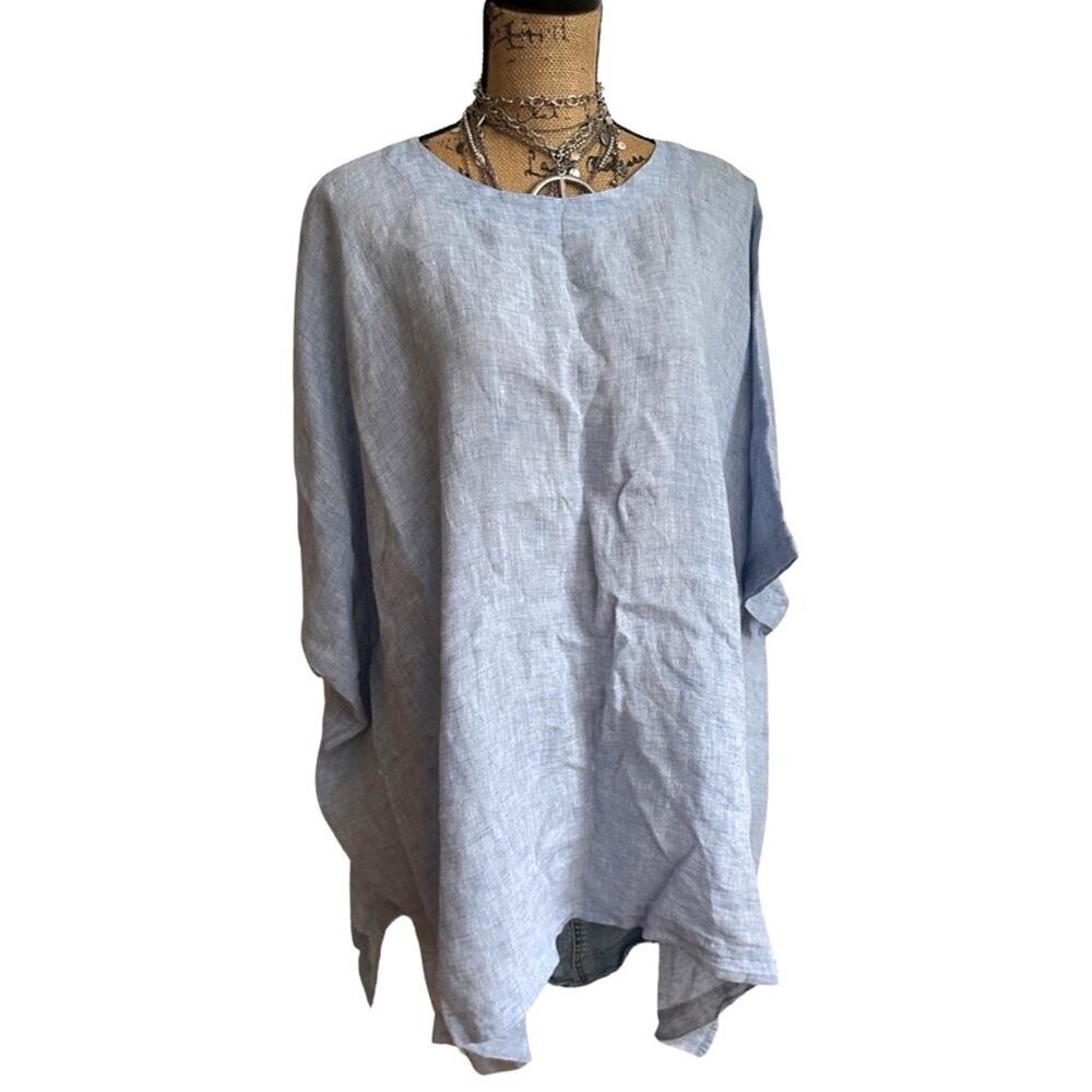 ESKANDAR Angle-To-Front 3/4-Sleeve Scoop-Neck Tunic Shirt (Long Length) - SIZE 1